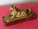 Fondeur Barbedienne Chien Loulou Bronze Doré Signé E. Fremiet 1824/1910sur Marbre
