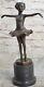 Fonte Bronze Ampère Marbre Figurine Fille Ballerine Signée Sculpture Home