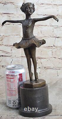 Fonte Bronze Ampère Marbre Figurine Fille Ballerine Signée Sculpture Home