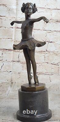 Fonte Bronze Ampère Marbre Figurine Fille Ballerine Signée Sculpture Home