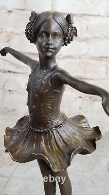 Fonte Bronze Ampère Marbre Figurine Fille Ballerine Signée Sculpture Home