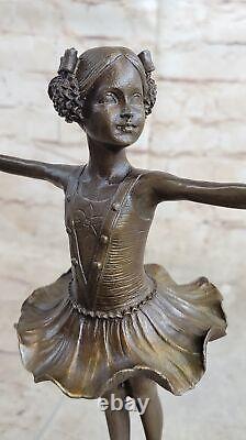 Fonte Bronze Ampère Marbre Figurine Fille Ballerine Signée Sculpture Home