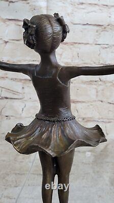 Fonte Bronze Ampère Marbre Figurine Fille Ballerine Signée Sculpture Home