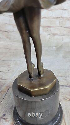 Fonte Bronze Ampère Marbre Figurine Fille Ballerine Signée Sculpture Home