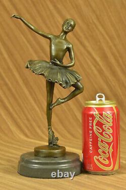 Fonte Bronze & Marbre Figurine Fille Ballerine Signé Sculpture Figurine Cadeau