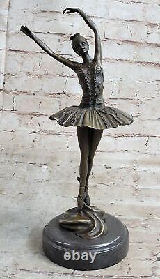 Fonte Bronze Marbre Figurine Fille Ballerine Signée Sculpture Ouvre