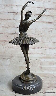 Fonte Bronze Marbre Figurine Fille Ballerine Signée Sculpture Ouvre