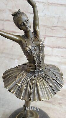 Fonte Bronze Marbre Figurine Fille Ballerine Signée Sculpture Ouvre