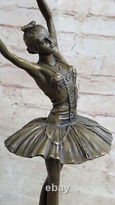 Fonte Bronze Marbre Figurine Fille Ballerine Signée Sculpture Ouvre