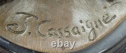 Fonte Bronze Sculpture Statue Drapé Femme Sur Marbre Base Signée J. Cassaigne
