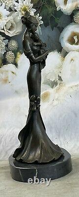 Français Bronze Figuratif Mère Enfant Signée Original Sculpture Marbre Statuette