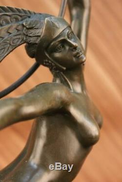 Français Signée Morante Boucle Danseuse Bronze Sculpture Art Déco Marbre Base