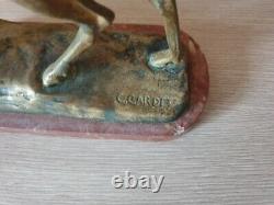 Georges Gardet sculpture en bronze patiné Cerf signée socle marbre épreuve