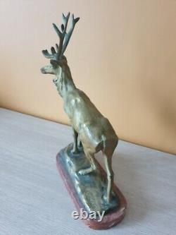 Georges Gardet sculpture en bronze patiné Cerf signée socle marbre épreuve