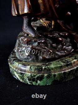 Georges Omerth sculpture en bronze sur marbre infirmière soignant un soldat