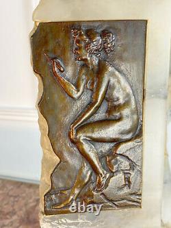 Giuseppe Gambogi (1862 / 1938) Statue En Marbre Et Bronze Epoque Art Deco 60cm