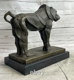 Gorille Sculpture Statue Bronze Métal Signée Sur Marbre Base Par Williams Décor