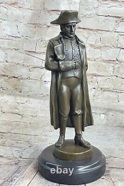 Grand Bronze Marbre Sculpture De Napoléon Bonaparte Signée Ouvre Cadeau