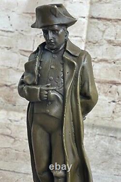 Grand Bronze Marbre Sculpture De Napoléon Bonaparte Signée Ouvre Cadeau