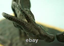 Guido Cacciapuoti rare sculpture bronze paire de socle en marbre chamois Italie