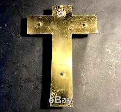 Gustave Joseph Debrie Debut XXe Crucifix Christ En Bronze Doré Signé Sur Marbre