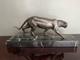 H. Molins Sculpture Panth&egrave;re En Bronze Sign&eacute;e Sur Socle Marbre Noir Vein&eacute;