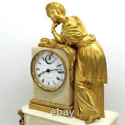 Horloge Pendule époque Louis Philippe- Bronze doré et marbre- 19ème siècle signé