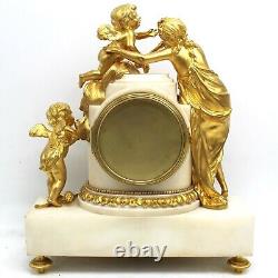 Horloge Pendule époque Napoleone III Bronze doré et marbre- 19ème siècle signé