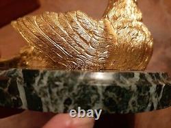 JULES MOIGNIEZ presse papier bronze doré ciselé marbre vert de mer parfait état