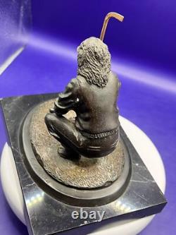 Jeu de golf golf sport sculpture bronze base marbre signée L, Charles