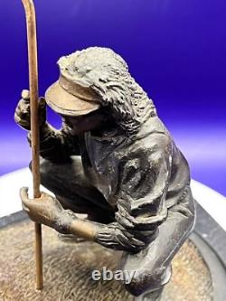 Jeu de golf golf sport sculpture bronze base marbre signée L, Charles