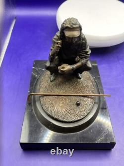 Jeu de golf golf sport sculpture bronze base marbre signée L, Charles