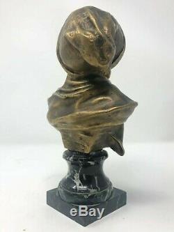 Jeune Garçon Bronze & Marbre Statuette Sculpture XIX ème Siècle Signé Bobbias