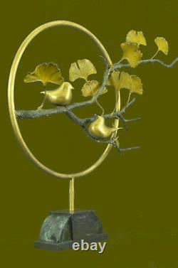 Joli Signé Oiseau Véritable Édition Limitée Sur Marbre Figurine Bronze Art