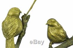 Joli Signée Oiseau Original Pure Bronze Sur Marbre Figurine Sculpture Statue