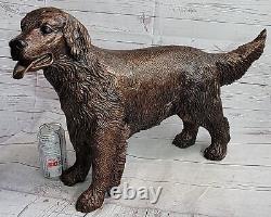 Labrador Retriever Oiseau Chasse Chien Bronze Marbre Sculpture Signé J