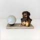 Lampe Art Deco Christ Bronze Sign&eacute; L. Artaud Opaline Et Marbre Vintage