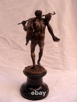 Magnifique Bronze Allemand 19c Sur Marbre Signé G. Roth1885