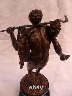 Magnifique Bronze Allemand 19c Sur Marbre Signé G. Roth1885