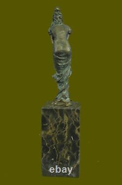 Maiden Bronze Sculpture Signé Véritable Très Détaillé Marbre Base Statue