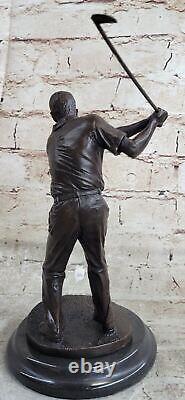 Mâle Golfeur Homme Signé Original Bronze Sur Marbre Figurine Sculpture Deal Nr