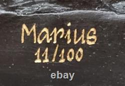 Marbre Base Bronze Tigre Sculpture Statue Figurine Signée Faune de Collection