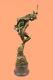 Mercury Hermes & Cauceus Bronze Sur Marbre Base Signée Sculpture Cadeau Art