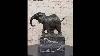 Miniature Elephant Bronze Metal Figurine Sculpture On Marble Base Signed Original Al 286 Elephants