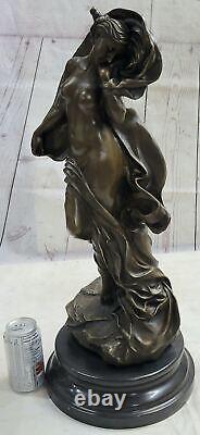 Moderne Bronze De Femme Signée Pittaluga Sur Marbre Socle Statue Figurine 26 D