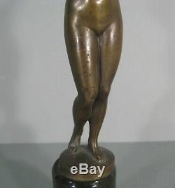 Nue Féminin Ève A La Pomme Diane Sculpture Ancienne Bronze Signé Otto Rasmussen