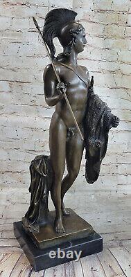 Odysseus Grec Guerrier Romain Soldat Signée Chair Art Sculpture Statue Marbre
