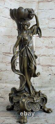 Offre De Sculpture En Marbre Bronze De Bougeoir Floral Déesse Original Signé