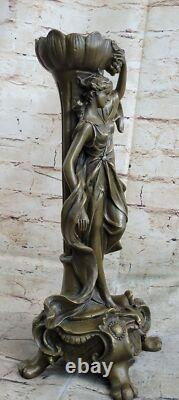 Offre De Sculpture En Marbre Bronze De Bougeoir Floral Déesse Original Signé