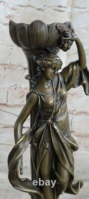 Offre De Sculpture En Marbre Bronze De Bougeoir Floral Déesse Original Signé